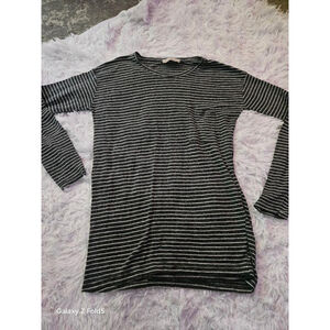 Women's ZARA TRAFALUC Long Sleeve Tee M Black White Striped